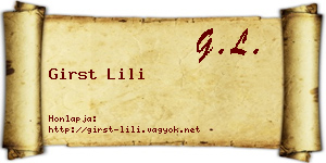 Girst Lili névjegykártya